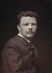 Kunstnerisk og biografisk Album, 6. Aar, Salon 1885; portræt af den franske maler Eugène Carrière (1849-1906)
