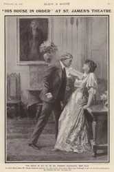 De engelske skuespillere George Alexander og Irene Vanbrugh i en produktion af Arthur Wing Pinero spiller His House in Order på St James