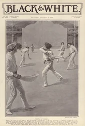 Den baskiske sport pelota bliver spillet i Olympia, London (litho)