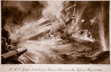 H.M.S Spitfire torpederer en tysk krydser natten til 31. maj