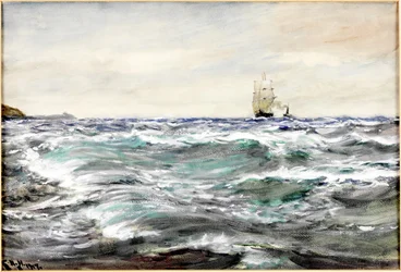 Rough Water on the Bar (akvarel og kropsfarve på papir)