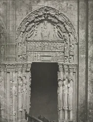 Chartres Cathedral: Højre dør til den kongelige portal med Vor Frue af Chartres, 1857.