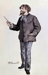 Portræt af forfatteren Alphonse Daudet (1840-1897) Illustration af Paul Renouard privatsamling fra det 19. århundrede