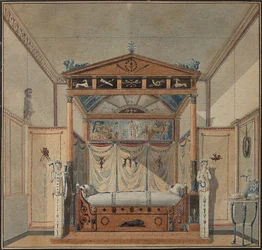Design af sengen, ca. 1800.