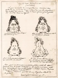 Croquades lavet ved høringen den 14. november - tegnefilm Louis Philippe i pære af Charles Philipon (1800-1862) - 1832 - (Louis-Philippe bliver gradvist til en pære)