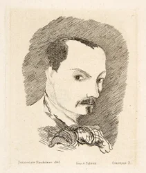 Selvportræt af Charles Baudelaire, pub. 1869 (radering)