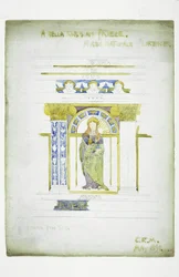 A Della Robbian [sic] Frieze, Museo Nationale, Firenze, 1891 (blyant og akvarel på papir)