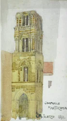 Campanile Martorana, Palermo, 1891 (blyant og akvarel)
