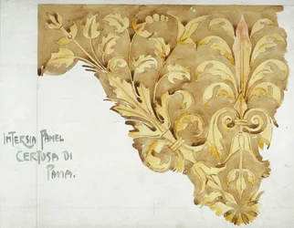 Intarsia Panel, Certosa di Pavia, 1891 (blyant og akvarel på papir)