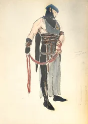 Kostumedesign til Queens Servant i Le Mort de Tintagiles, 1912 (wc på papir)