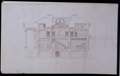 Design til Lough Crew House, County Meath, Irland, ca. 1825 (pen og blæk og wc på papir)