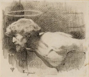 Studie til Halshugningen af Johannes Døberen, ca. 1881 (kul på tykt flødepapir)