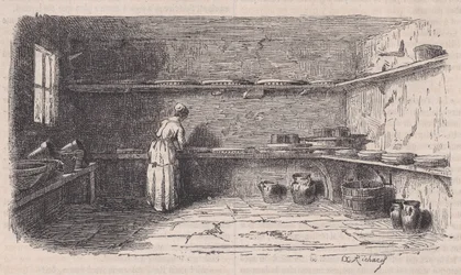 Et mejeri, fra Le Magasin Pittoresque, ca. 1852.