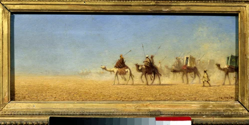 Karavane krydser ørkenen. Maleri af Charles Theodore Frere dit Bey Frere (1814-1888)