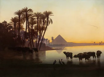 Langs Nilen ved Gyzeh, ca. 1850
