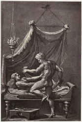 Fotoreproduktion af en tegning af Perino del Vaga, The Rape of Lucretia
