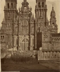 Vestfacaden på katedralen i Santiago de Compostela, Spanien