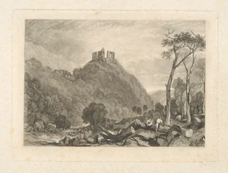 Okehampton Castle, på floden Okement