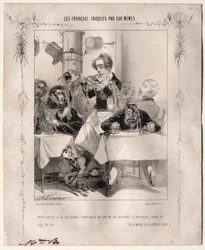 Franskmændene skitseret af dem selv: Parykker a la Julienne, satinhatte, 1840.