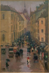 Dienerstrasse i München, i baggrunden St. Peter-tårnet