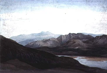 På floden Mawddach, Merionethshire, Cader Idris i det fjerne