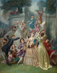 O ungdom! Livets forår! O forår! Årets ungdom! par Voillemot, Andre-Charles (1823-1893). Olie på lærred, størrelse: 163,5x131, , Privat samling