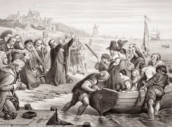 Pilgrimsfædrenes afgang fra Delft Haven i juli 1620, fra 