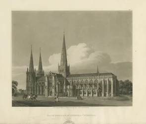 Lichfield Cathedral - South East View: akvatintegravering, 1813