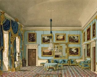 The Blue Velvet Room i Buckingham House, indgraveret af Daniel Havell