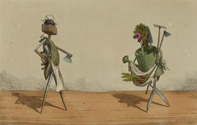 Animerede redskaber, plade 2, dedikeret til tømrerne og gartnerne i Storbritannien, ca. 1811 (håndfarvet radering)