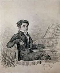 Portræt af komponisten Alexei N. Verstovsky (1799-1862) (kul på papir)