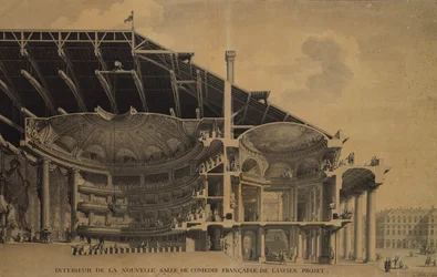 Interiør af den nye Salle de Comedie-Francaise i Théâtre de lOdéon, Paris, 1776