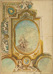 Studier til en loftsdekoration med Psykes apoteose (recto); Studier til en loftsdekoration med Psykes apoteose (verso)