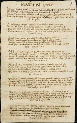 Digt af Charlotte Bronte. Autograf renskrift, med udeladelser, af digtet 