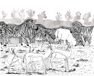 Safari 3, 2018 (blæk og akvarel)