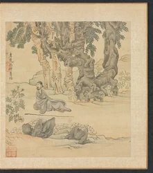 Malerier efter antikke mestre: Portræt af Zhongqing i et landskab, 1598-1652.