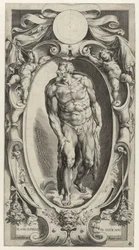 Johannes Døberen i en kartouche Figurer fra den sidste dom i Det Sixtinske Kapel (serietitel)