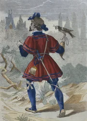 Falkoner i François Iers husstand i det 16. århundrede, illustration fra 