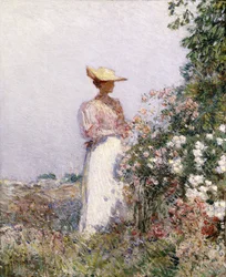 Dame i blomsterhaven