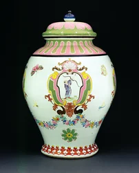 Cisterne malet med et design af Cornelis Pronk (1691-1759) c.1730 (porcelæn) (se 206565 for håndvask)