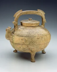 Glaseret keramikkedel, Warring States periode, 1027-220BC (keramik)