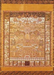 Kshitigarbha, Judge of Hell, fra Dunhuang, Gansu-provinsen (maleri på silke)