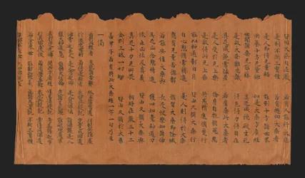 Manuskript af Sutraen på Højtidelig Opnåelse af Buddhahood (Datong fangguang chanhui miezui zhuangyan chengfo jing), 7.-8. århundrede (blæk på morbærfiberpapir)