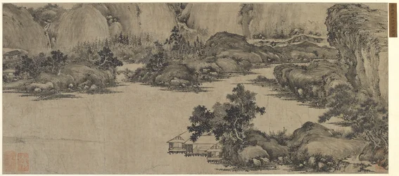 Scholars Retreat on the River, muligvis Qing-dynastiet (blæk på papir)