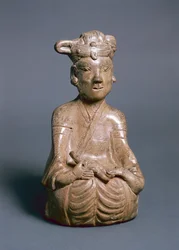Siddende figur, Western Jin, 265-316 (grøntøj)