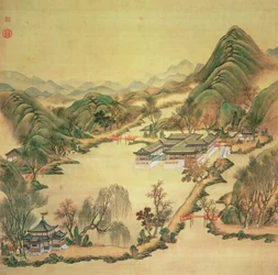 Udsigt over sommerpaladset, Peking (farve på silke)