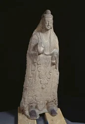 Statue af Buddha Sakyamuni, Northern Wei-dynastiet, ca. 386-534 (kalksten)