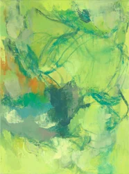 Abstrakt komposition, Organic/Garden series II, 2022 (olie på hørlærred)