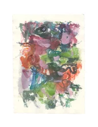 Abstrakt komposition, Organic series, 2021 (akvarel, gouache og kul på håndlavet akvarelpapir)