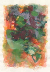 Abstrakt komposition, Play-serien, 2021 (akvarel, gouache og kul på akvarelpapir)